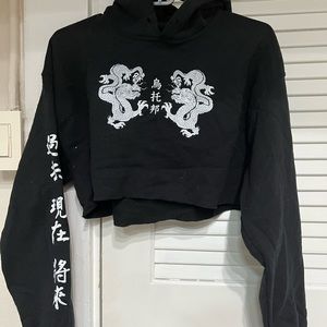 Crop hoodie trendy black urban design